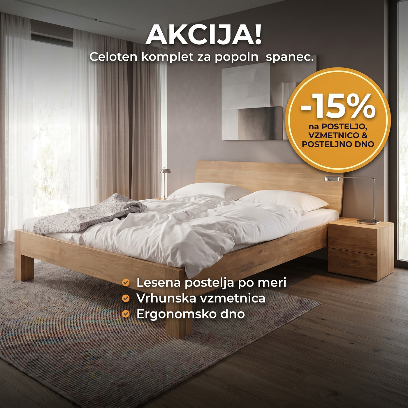 AKCIJA - postelja, poteljno dno in vzmetnica